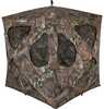The Silent Brickhouse Blind is in Mossy Oak camouflage with a silent mesh and hinged door in order to reduce noise. ShadowGuard coating to reduce shadows and silhouettes.