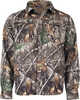 "A soft and warm 2-ply polyester shirt jacket. Twill bonded to brushed fleece
