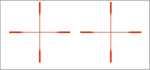 Aiming transfers for any scope or lens. Four plex rifle style crosshair with thin center lines. 2 per pack.