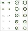 Chubby Target Set features 5 different sizes of reticles, 2 each and a total of six different sizes of dots, 25 dots total. Reticle wall is thicker than precision target set for better point of intere...