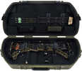 "SKB Mathews iSeries Shaped Bow Case;Fits bows up to 41"" long and 17"" wide;Hook-and-loop tie-downs for secure bow positioning;Storage for 12 arrows and lid storage for a quiver;Two mesh pockets for ...