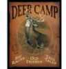 Tin Camp Sign With a Picture Of a Large Buck And The Saying Big Racks, Old Friends And Tall Tales On It. It Measures 12 1/2" X 16".