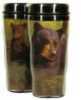 Stainless Steel Lining With AS Plastic outer Shell, Secure Twist Top Lid And No-Slip Base, 16-Oz., "Bearly Keeping Up (Black Bear W/ Cubs)" Image.