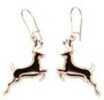 Fine Pewter Fish Hook earrIngs With Running Deer Design. Silver Outline And Black Filling. Approximately 1 Inch By 1/2 Inch. Silver Is Natural Pewter Color. Sold In Pairs.