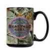 Extra Large drinking Mug Has a Rich Black Finish And Wrapped With Camo Color Overlay And Finished Off With The Authentic Realgirl Logo On Top. Holds 15ozs.