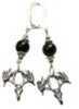 Pendant earrings With a Black Onyx Bead With Silver accents.