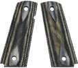 Available in two sizes, these black and silver laminate grips are cut for ambidextrous safeties.