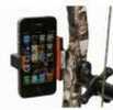 Smart phone mount works with right or left handed bows. Metal construction with vibration dampening foam to keep phone secure. Fits smart phones from 1 15/16â€ â€“ 3 3/16â€ in width. Weight: 4 oz.