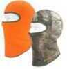 Marled acrylic, ribbed knit, two-hole facemask with a camo fleece face. This facemask is reversible to a solid blaze colour.