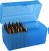 Case-Gard 50 Series - 50 Round Ammo Box25-06, 257 Rob., 270 Win, 280 Rem, 30-06 US, 35 Whelen, 6mm Rem, 7mm Mauser, 264/300/338/458 Win Mag, 375 H&H Mag, 7mm Rem Mag & 410 Ga - Clear BlueScuff-Resista...