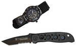 Caliber Gourmet Smith and Wesson Extreme Ops Combo Tanto Folding Knife and Matching Watch Black SW-XTMOPS-2