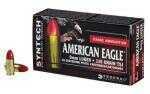 Federal's American Eagle Syntech 9mm Luger cartridges feature a 115-grain total Syntech jacket projectile cased in brass. The exclusive polymer coating in American Eagle Syntech prevents harsh metal-o...