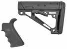 Hogue OverMolded Kit Black Color Pistol Grip with Beavertail and Finger Grooves Mil-spec Collapsible Stock Fits AR-15 15