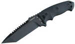 Hogue EX-F01 Fixed Blade Knife 5.5" Tanto with Broad Rear Saw Teeth Black Cerakote Finish A2 Tool Steel G10