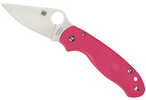Spyderco Para 3 Lightweight Folding Knife Plain Edge Pink FRN Handle Satin Finish Silver 2.92" Blade Length CTS BD1N Ste