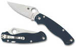 Link to Spyderco Para Military 2 Folding Knife Plain Edge Cobalt Blue G10 Handle Satin Finish Silver 3.45" Blade CPM SPY27 Steel