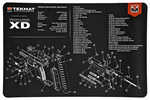 TekMat Springfield XD Pistol Mat 11"x17" Black Includes Small Microfiber TekTowel Packed In Tube R17-XD