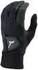 The Mizuno ThermaGrip gloves feature a synthetic suede palm with a Breath Thermo flexible upper. 3D printing on the palm enhances grip during wet conditions. A fleece cuff provides additional warmth a...