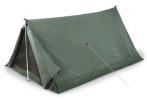 The scout 2 person nylon tent is  forest green. It features a sturdy "A" frame design, with 2 steel poles. Also featured is a no-see-um mesh door screen. The upper is a lightweight 800mm p.u. coated n...