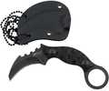 Measuring 4.25? overall, this mini karambit style neck knife features a 1.75?, 2.8mm thick, black stainless steel blade with a  stone washed finish.  The 1mm thick black G-1 handle has a finger ring. ...