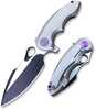 WE Knife Folder Slvr Handle Blk Grind White 3" Blade 7" Length