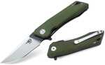 Bestech BG10B-1 folder features a 3.25 in. 12C27 stainless steel blade in a black/satin finish.  Green G-10 handle.  7.50 in. overall length.  Comes complete with a tip-up, right carry pocket clip.|0....