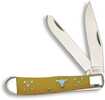 Cattleman Trapper, 4.125 inch closed length, yellow delrin handles, stainless steel bolsters, stainless steel blades.|0.26|4.5|1.75|0.75|Blade length: 3.25 in|Overall length: 4.125 in Closed|Blade mat...