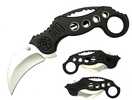 Karambit folder features a 3.0 in steel blade with a 7.50 in overall length.  Comes complete with a pocket clip.|.36|5.75|2.5|1|Blade length: 3.00 in|Overall length: 7.50 in|Blade material: Steel|Hand...