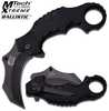 The MTech MX-A815BK features asweeping hawkbill blade that slices right through your toughest tasks. The curved handle features the traditional karambit finger ring, textured G-10 scales, and a liner ...
