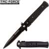 The Tac-Force TF-428G10 features black G10 handle scales and stainless steel bolsters. It comes in a bayonet blade style which includes an integrated blade flipper and thumb stud for activating the sp...