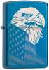 Zippo High Polish Blue Eagle and Flag Design Lighter