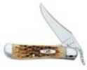 Case 0260 6 RussLock 2.70" Folding Clip Plain Mirror Polished Tru-Sharp SS Blade Peach Seed Jigged Amber Bone H