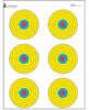 Six bull's-Eye Target. Brightly Colored Multiple Six Inch bull's-eyes. Black, Blue, Red, And Yellow Size: 17.5" X 23".