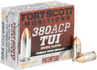 Fort Scott Munitions TUI Ammo Is a Match Grade Handgun Bullet, Designed To Be Reassuringly Effective For Self-Defense. Engineered To Tumble Upon Impact And Create a Dynamic Wound Cavity, The Unique, p...