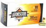380 ACP 95 Grain Full Metal Jacket 100 Rounds Armscor Ammunition