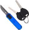 CobraTec Knives  1.75" OTF Drop Point Plain Stonewash D2 Steel Blade Blue Anodized Alumi