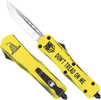 CobraTec Knives MDTOMFS-3DNS Don't Tread On Me Medium 3" OTF Drop Point Plain D2 Steel Blade Yellow Cerakoted Aluminum W