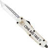 The Medium "Come And Take It" Is a Dual Action OTF Knife With a Cerakoted Aluminum Alloy Handle, Top Button Trigger And Is Loaded With a High Quality D2 Steel Blade. Featuring a "Come And Take It" Las...