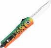 Blue Lure" Is a Dual Action OTF Knife That begins With a Aluminum Alloy Handle That Is Custom Designed And Cerakoted. Loaded With a High Quality CNC machined D2 Steel Blade. Featuring An Iconic Fishin...
