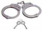 These handcuffs are nickel plated, made of high tensile steel, with a double-locking mechanism, and two keys included.