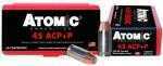 Atomic's 45 ACP +P Bonded Match Ammunition features a Hollow Point Bullet With a 230 Grain Weight.