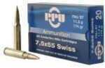 PPU's High Quality Metric Rifle Ammunition accommodates The Large Assortment Of Foreign Military And Commercial Firearms That Have Entered The U.S. Market Since WWII.  This 7.5X55mm Swiss Load feature...