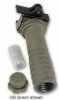 Overmolded Rubber Grip Attached To Durable Hand adonized Base With Steel Bolt. Fits Picatinny Rail And Most Weaver Bases. Threaded Cap Seals Storage Area. Comes With Foam filters.