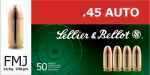 Sellier & Bellot Pistol Ammunition Has Long Been Respected For Its Quality, Precision And Reliability. FMJ Loads Offer Deep Penetration That Doesn't Deform On Impact. This Is The Standard Mil Spc 45 A...