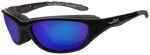 Wiley X Airrage Polarized Sunglasses - Blue Mirror Lens - Gloss Black Frame