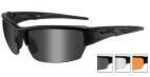 Wiley X Saint Sunglasses - Smoke Grey/Clear/Rust Lens - Matte Black Frame