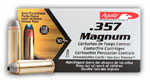 Link to .357 MAGNUM SJSP / SEMI-JACKETED SOFT POINT - HARDER-HITTING PERFORMANCE. - A popular round for self-defense and tactical applications it features a copper semi-jacketed 158-grain soft-point lead projectile with a blistering velocity of 1545 feet per second. - BULLET WEIGHT - Grams: 10.24 - Grain: 158 - VELOCITY - Muzzle ft/sec: 1545 - 100 yds ft/sec: 1014 - ENERGY - Muzzle ft/lb: 838 - 100 yds ft/lb: 361 - PACKAGING - Case: 1000 - Rounds Per Box: 50