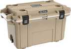 Material: Injection MLDED Size: 70 Quart Color: Tan/White DIMENSIONS: 36"X20.3"X21" Other FEATURES:: 2" Thick Solid Insulation, Secure Press & Pull LATCHES, Freezer Grade 360 Seal, SS Bottle Opener, B...