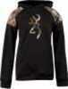 Browning YOUTH'S HOODIE Black/Camo ACCENTS Large W/B.Mark Logo