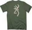 Browning Men's Buck Mark Tee Shirt Cotton Small Green/Tan